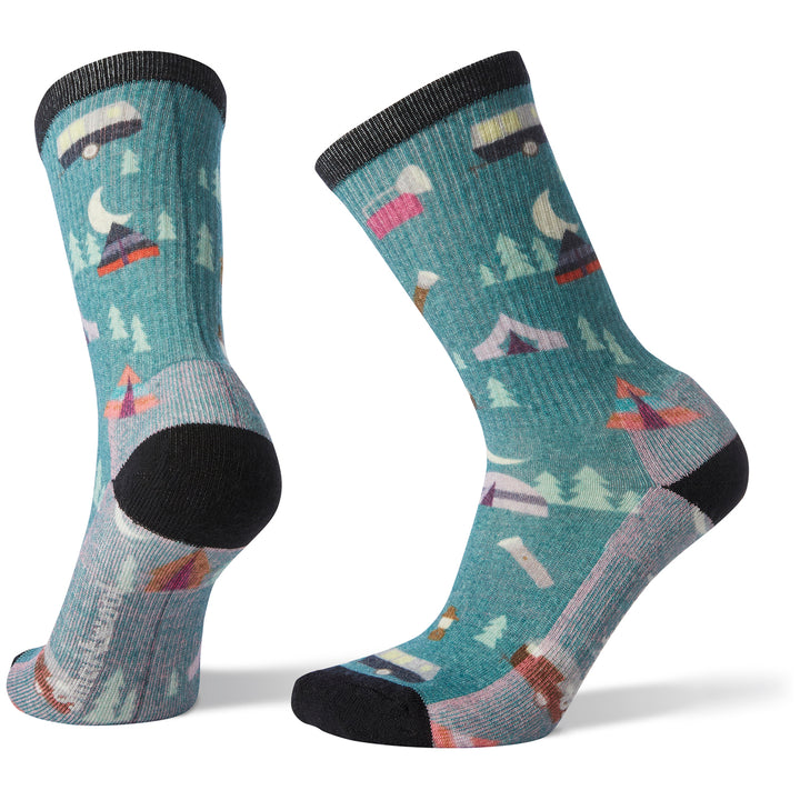 Smartwool Hike Light Summer Nights Print Crew Socks - Women's Glacial Blue