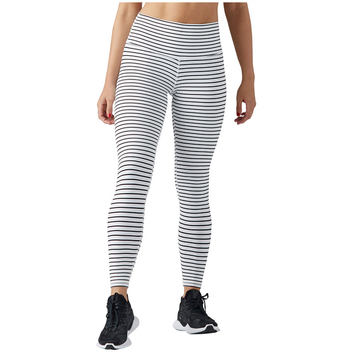 Glyder High Power Leggings - Women's White/Black Stripe