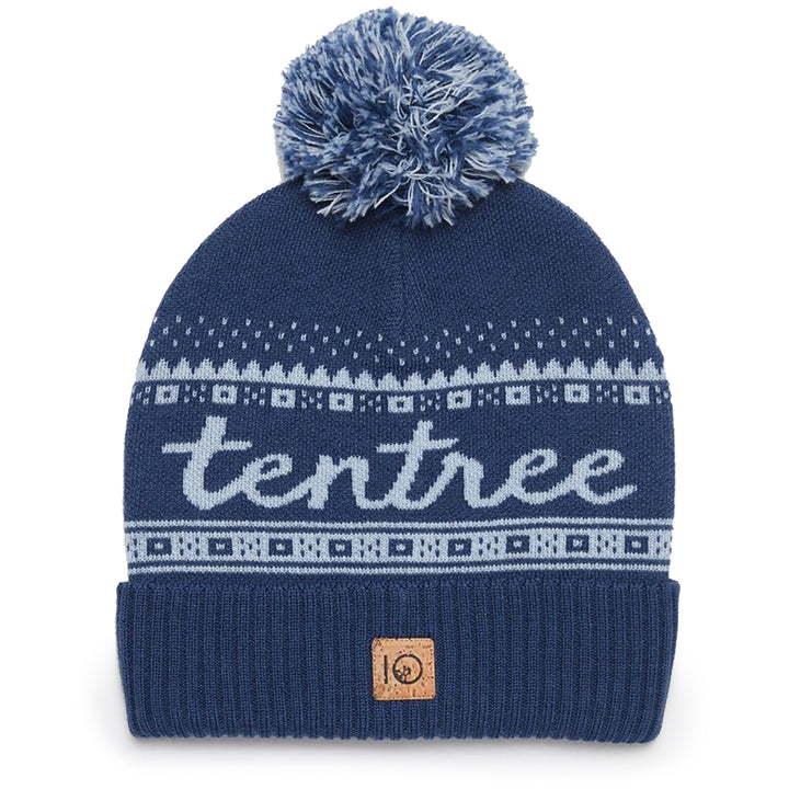 Tentree Script Pom Pom Beanie Dark Denim/Blue Fog