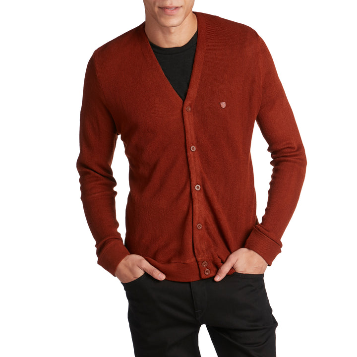 Brixton Miles Cardigan Sweater Rust/Dark Rust