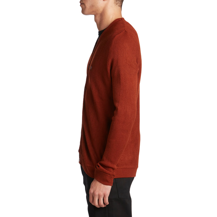 Brixton Miles Cardigan Sweater Rust/Dark Rust