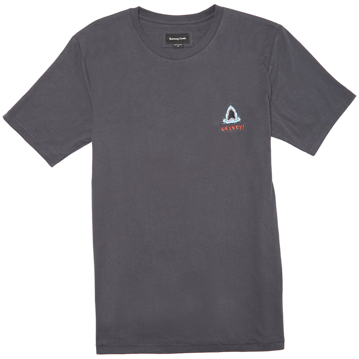 Barney Cools Shark Embroidered T-Shirt Ink Black