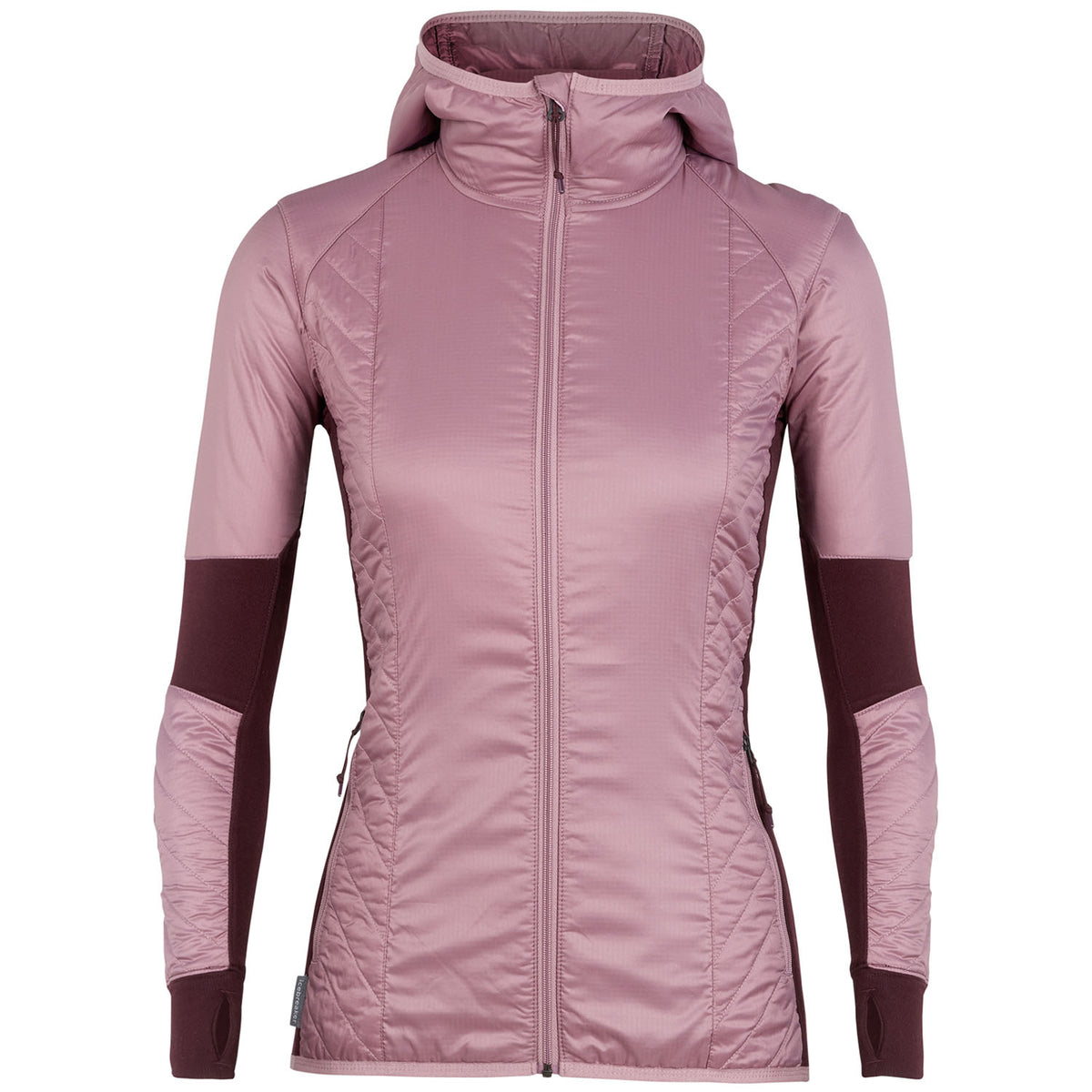 Icebreaker Helix Long Sleeve Zip Hood - Women's Opal/Velvet/Jet Heather