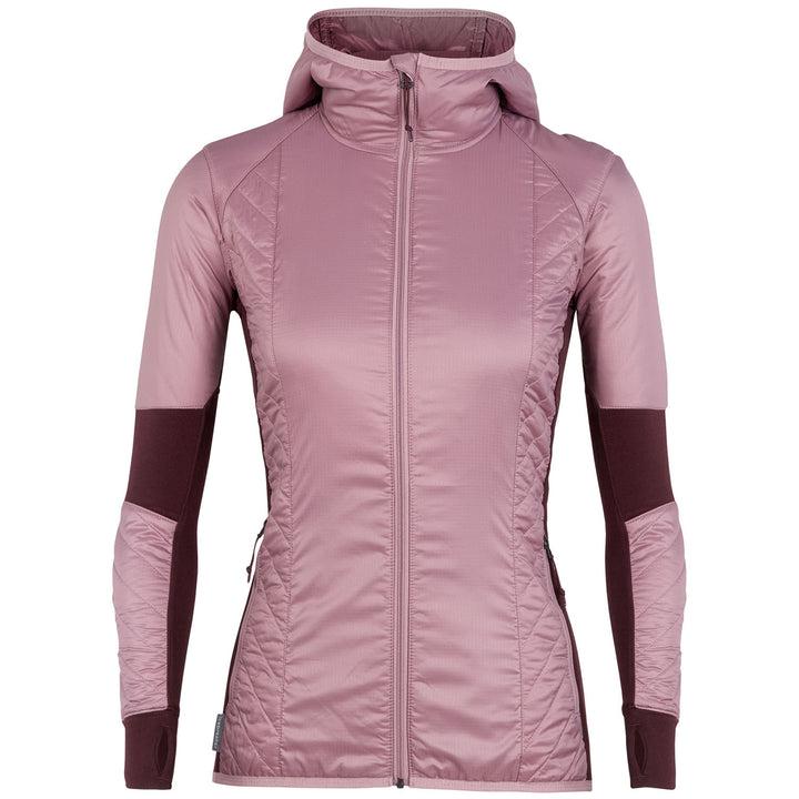 Icebreaker Helix Long Sleeve Zip Hood - Women's Opal/Velvet/Jet Heather