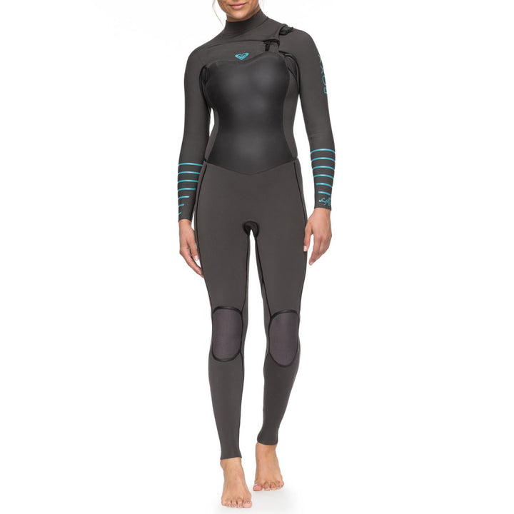 Roxy 4/3 Syncro+ Chest Zip Wetsuit - Women's Jet Black/Heather Blue