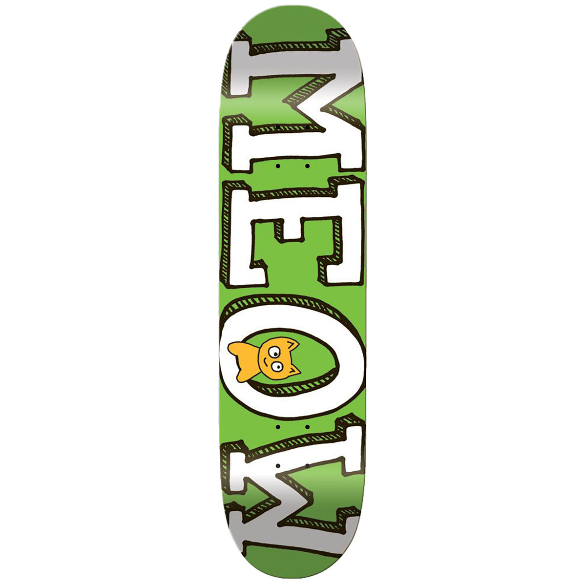 Meow Logo Green Mini 7.5 Skateboard Deck