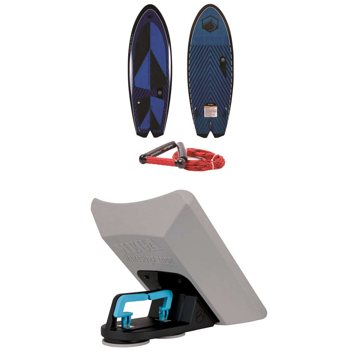 Liquid Force Rocket Wakesurf Board with Surf Rope + Liquid Force Wakesurf Edge Mega Wave Shaper
