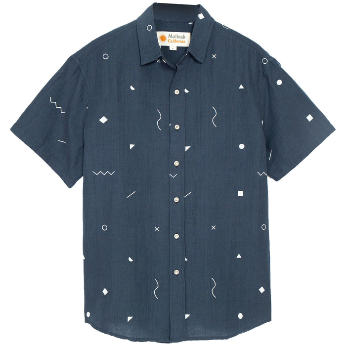 Mollusk Summer Short-Sleeve Shirt Blue Geometry