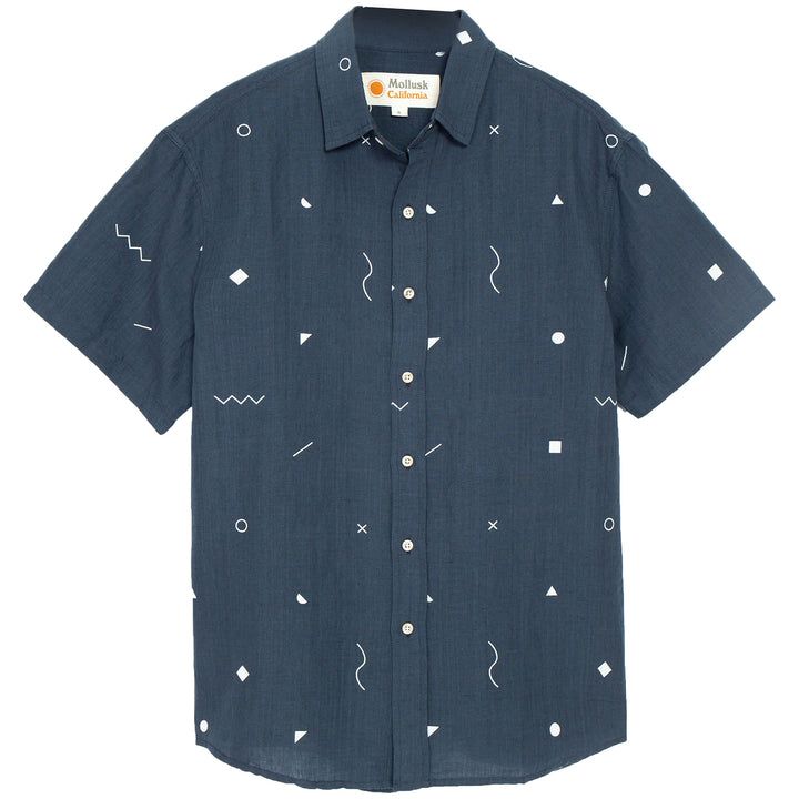 Mollusk Summer Short-Sleeve Shirt Blue Geometry