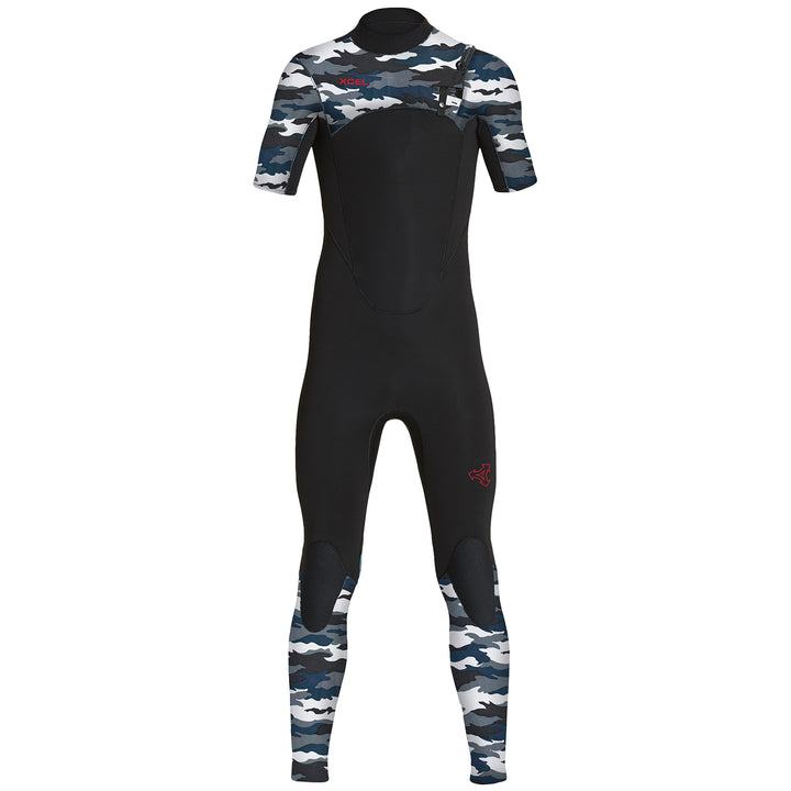 XCEL Comp 2mm Short Sleeve Springsuit - Kids' Black/Snow Camo
