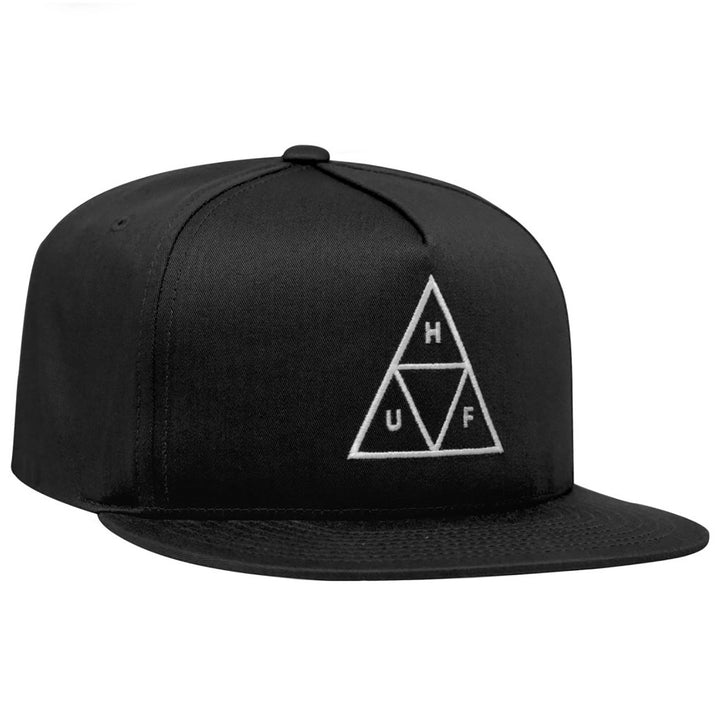 HUF Essentials Triple Triangle Snapback Hat Black
