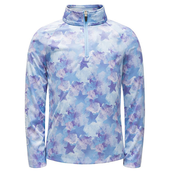 Spyder Bitsy Limitless Stargazer Zip T-Neck Fleece - Little Girls' Stargazer Blue Ice Print/Blue Ice