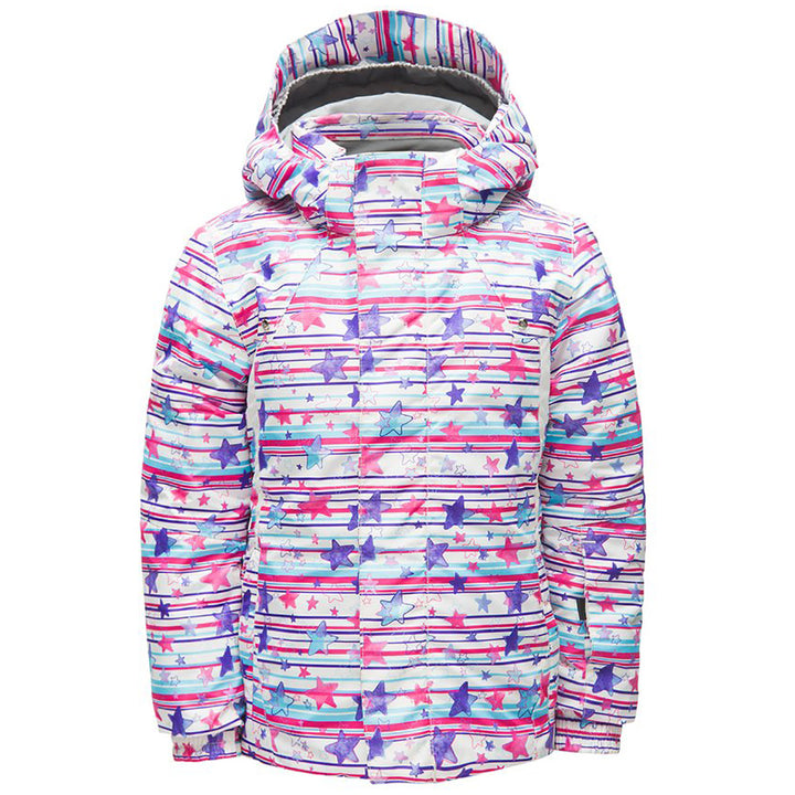 Spyder Bitsy Glam Jacket - Little Girls' Star Stripe Multi Print/White