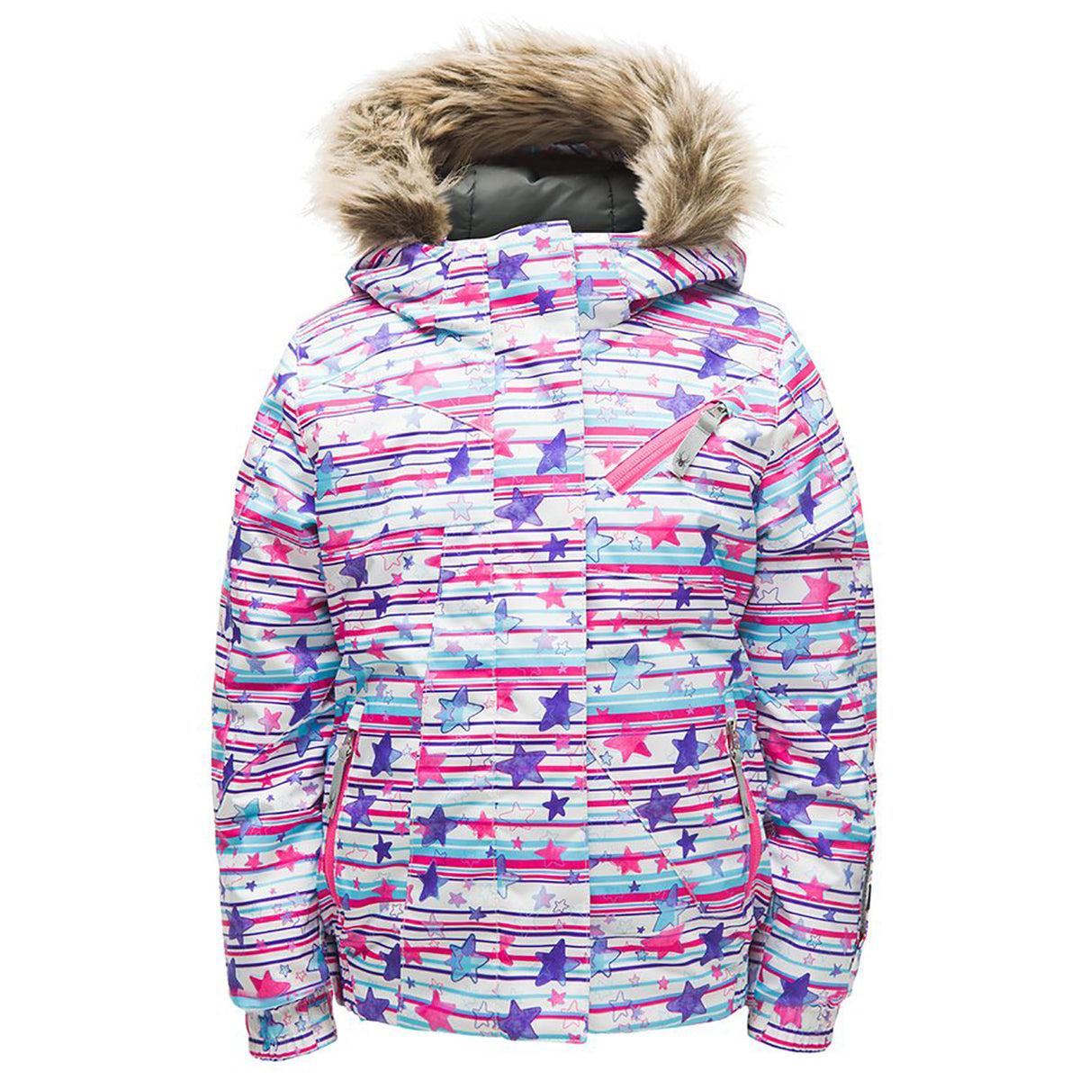 Spyder Bitsy Lola Jacket - Little Girls' Star Stripe Multi Print/Taffy Pink