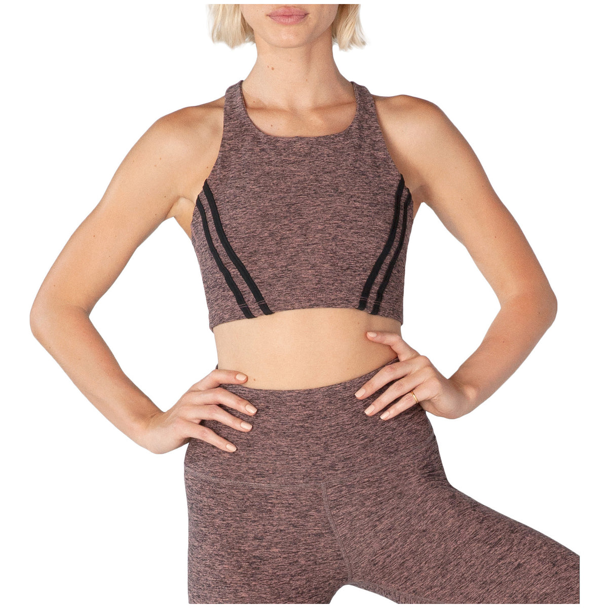 Beyond Yoga Stripe Down Cropped Tank Top - Women's Black/Pink Lei