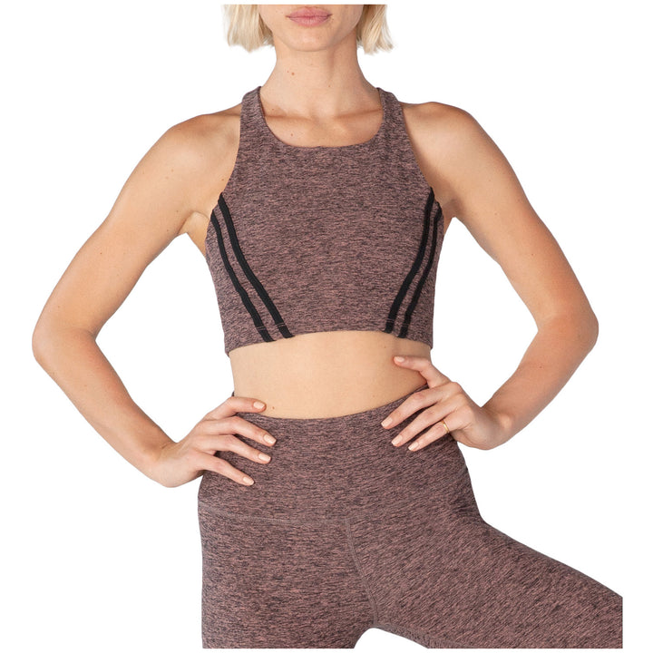Beyond Yoga Stripe Down Cropped Tank Top - Women's Black/Pink Lei