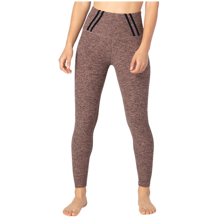 Beyond Yoga Stripe Down High Waisted Midi Leggings - Women's Black/Pink Lei