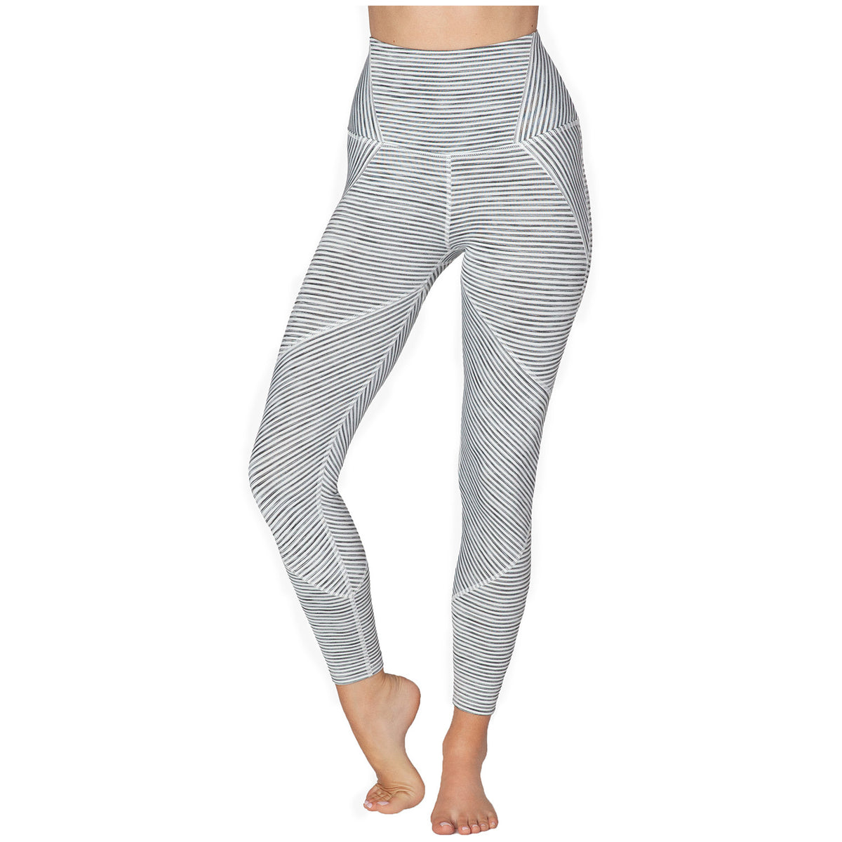 Beyond Yoga True To Stripe High Waisted Midi Leggings - Women's White Heather Surf Stripe
