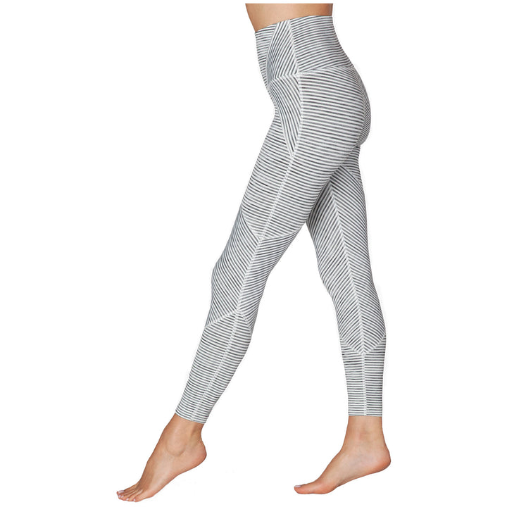 Beyond Yoga True To Stripe High Waisted Midi Leggings - Women's White Heather Surf Stripe