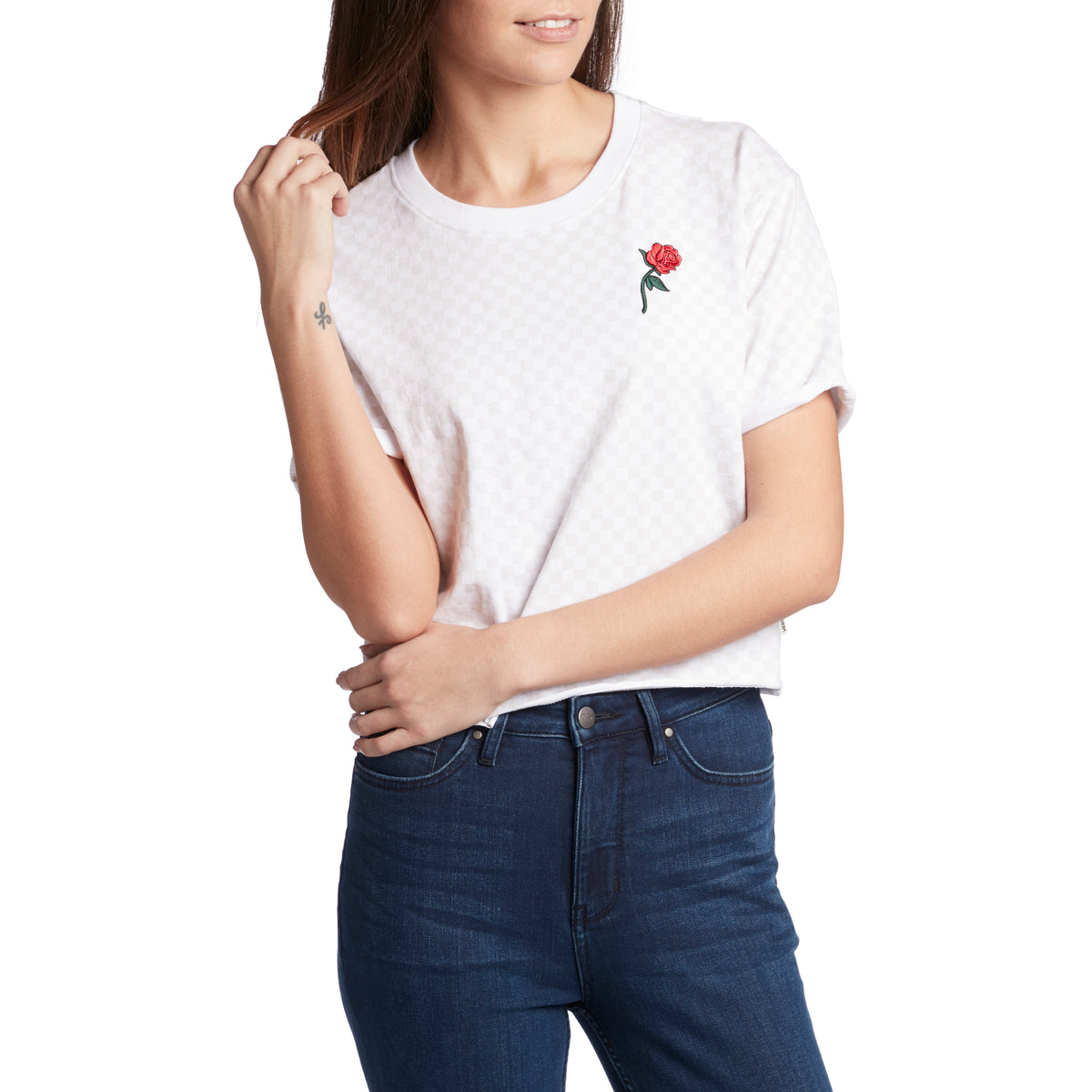 Vans Leila Check T-Shirt - Women's White Checkerboard