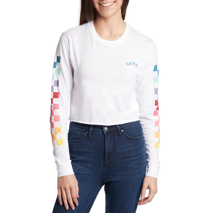 Vans Rain Checks Long-Sleeve Crop T-Shirt - Women's White