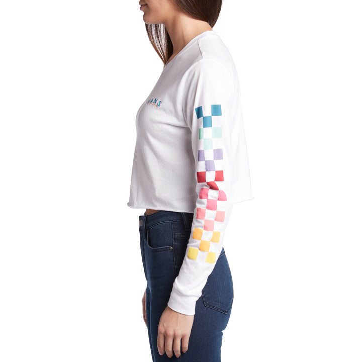 Vans Rain Checks Long-Sleeve Crop T-Shirt - Women's White