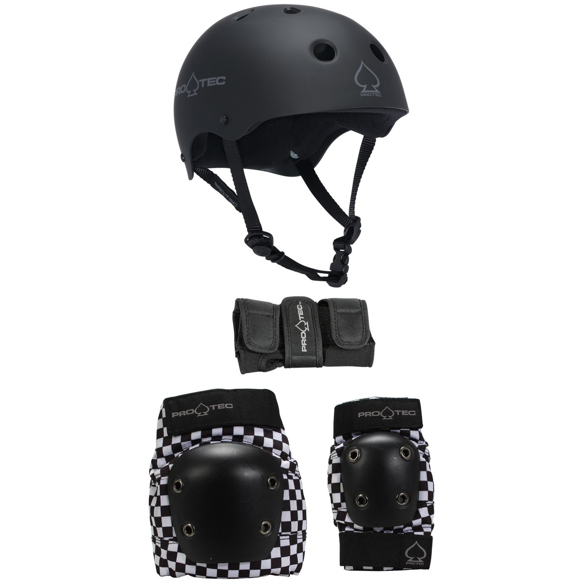 Pro-Tec The Classic Certified Skateboard Helmet + Street Gear Junior Skateboard Pads