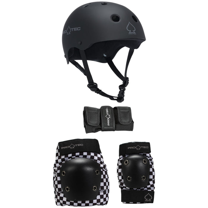 Pro-Tec The Classic Certified Skateboard Helmet + Street Gear Junior Skateboard Pads