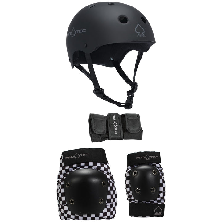 Pro-Tec The Classic Certified Skateboard Helmet + Street Gear Junior Skateboard Pads