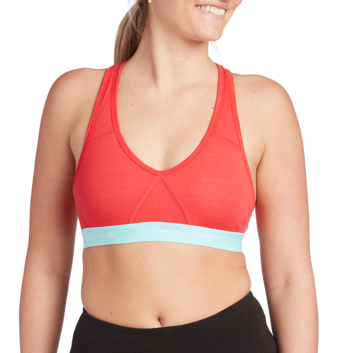 Icebreaker Sprite Racerback Sports Bra - Women's Ember/Aqua Splash
