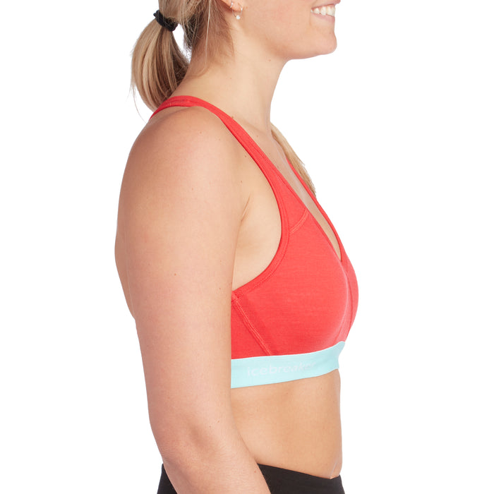 Icebreaker Sprite Racerback Sports Bra - Women's Ember/Aqua Splash