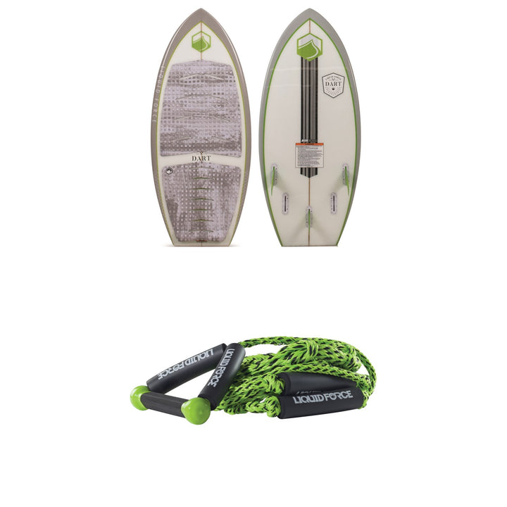 Liquid Force Dart Wakesurf Board + LF 9" Handle + Knotted Surf Rope 2019