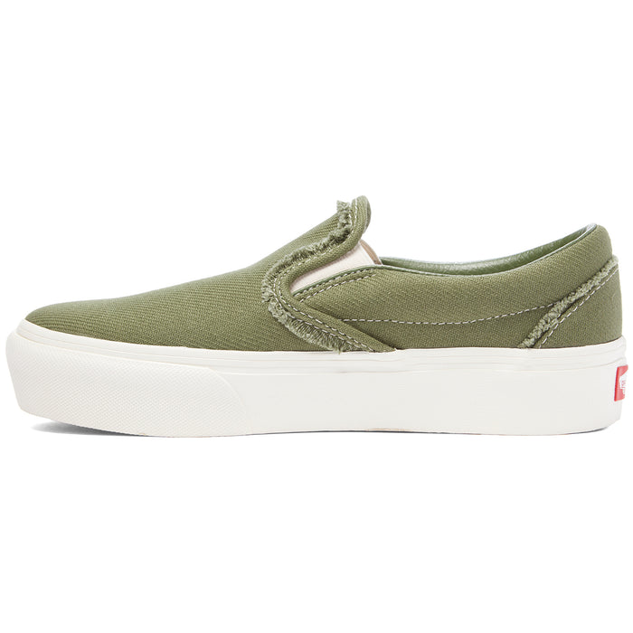 Vans Slip-On Platform SF Shoes - Women's (Raw Twill) Garden Green