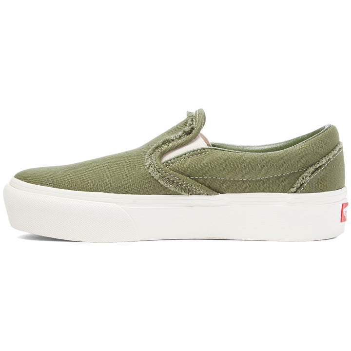 Vans Slip-On Platform SF Shoes - Women's (Raw Twill) Garden Green