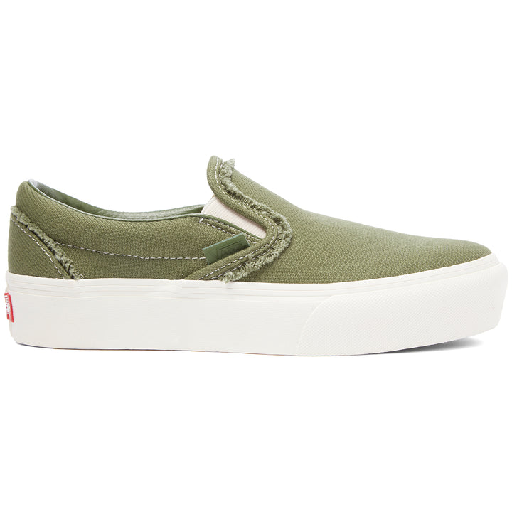 Vans Slip-On Platform SF Shoes - Women's (Raw Twill) Garden Green