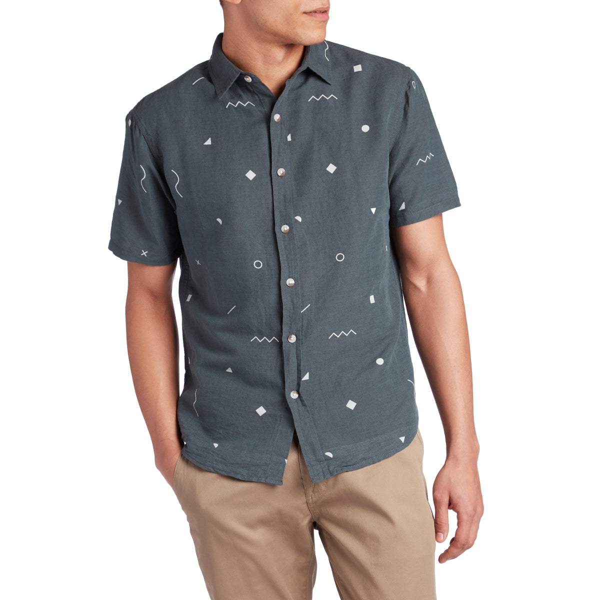 Mollusk Summer Short-Sleeve Shirt Blue Geometry
