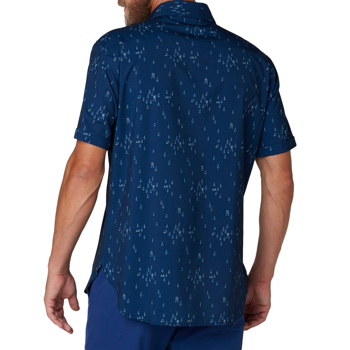 Helly Hansen Oya Short-Sleeve Button-Down Shirt Catalina Blue Print