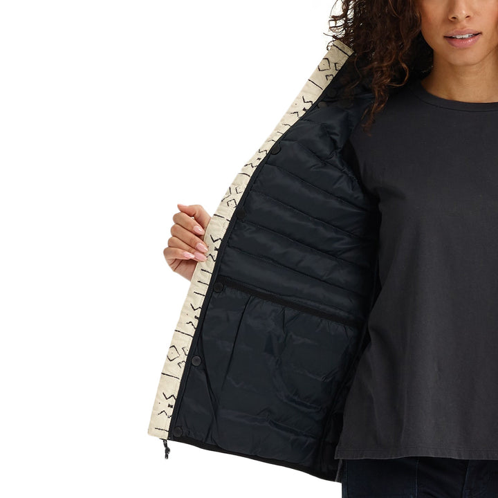 Burton Evergreen Down Hooded Jacket - Women's Canvas Bogolanfini/True Black