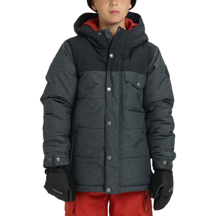 Burton Barnone Jacket - Boys' Monument Heather/True Black Heather