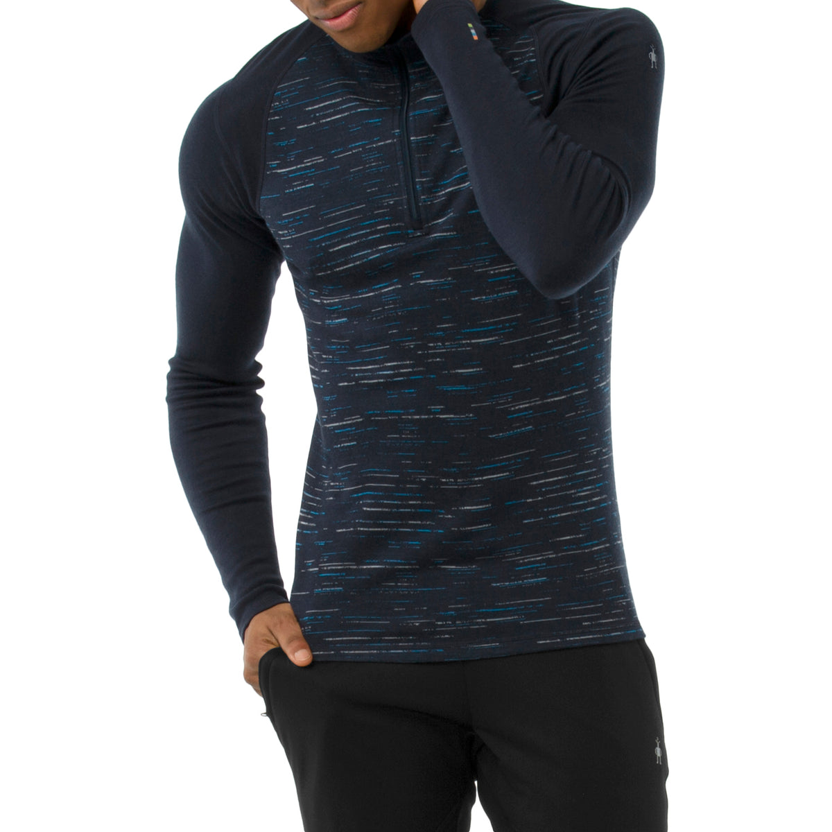 Smartwool Merino 250 Baselayer Pattern 1/4 Zip Top Deep Navy/Bright Cobalt