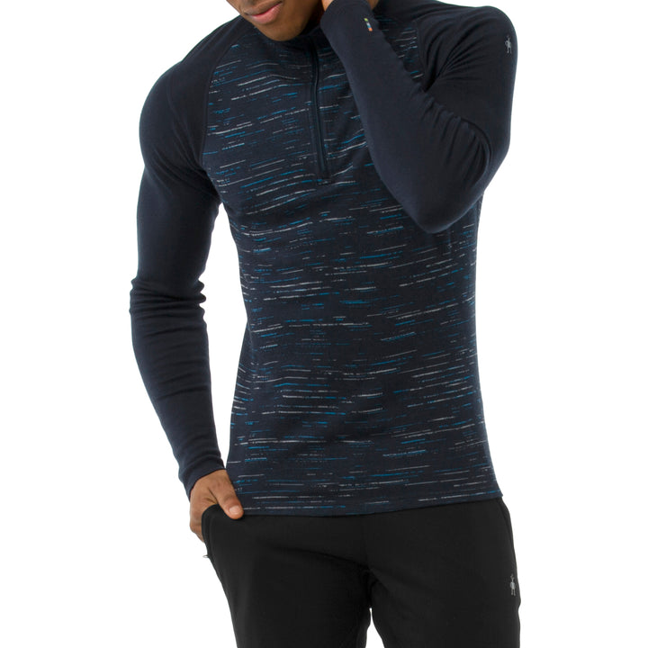 Smartwool Merino 250 Baselayer Pattern 1/4 Zip Top Deep Navy/Bright Cobalt