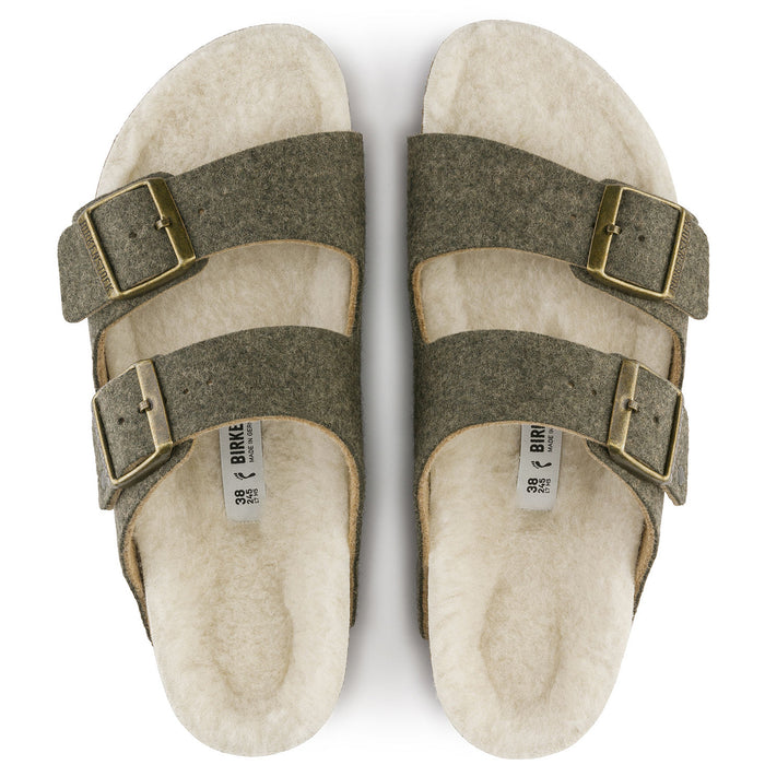 Birkenstock Arizona Happy Lamb Sandals - Women's Khaki