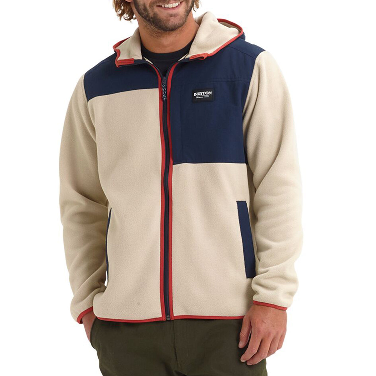 Burton Hearth Full-Zip Hooded Fleece Plaza Taupe / Dress Blue