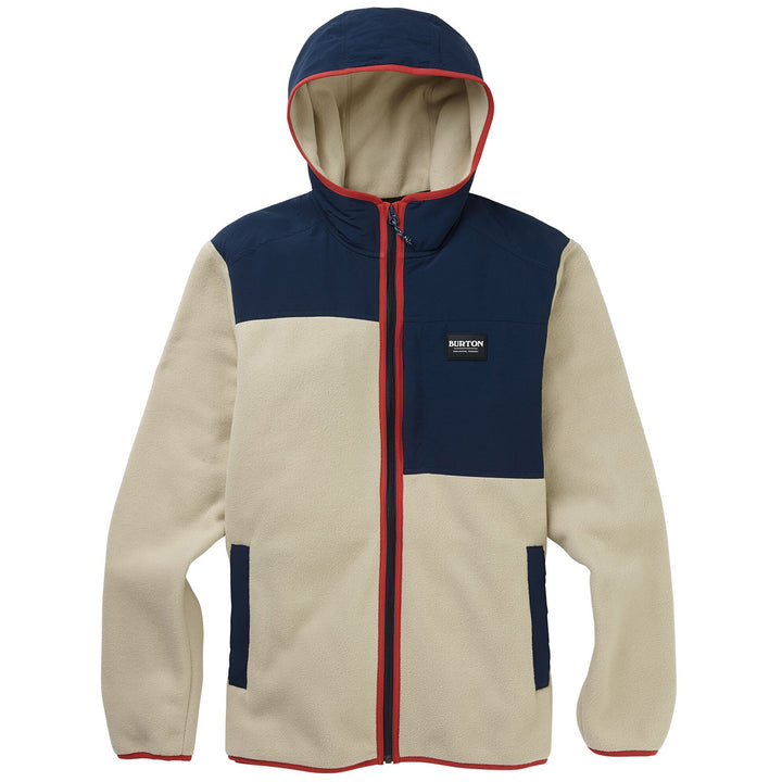 Burton Hearth Full-Zip Hooded Fleece Plaza Taupe / Dress Blue