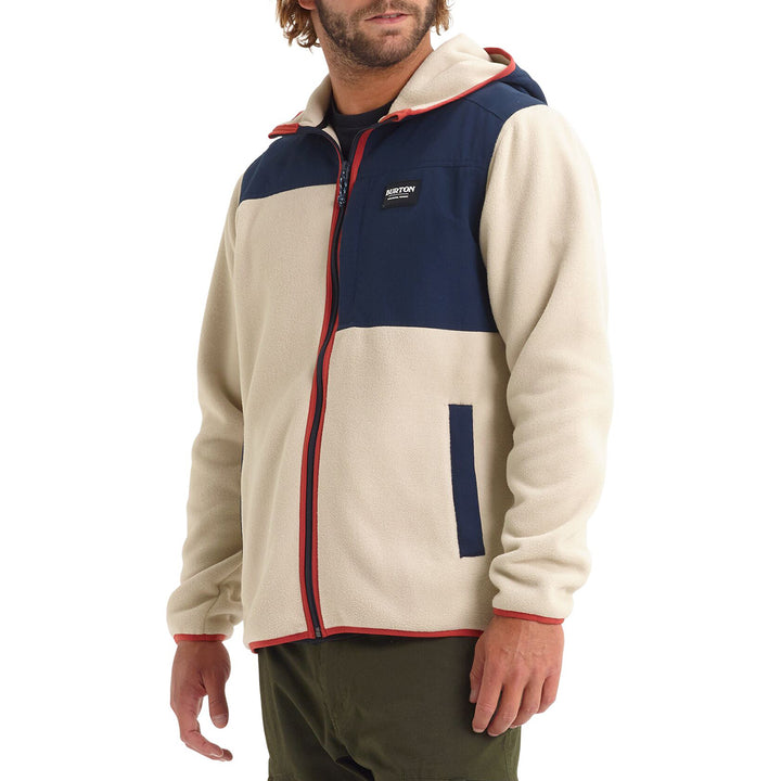 Burton Hearth Full-Zip Hooded Fleece Plaza Taupe / Dress Blue