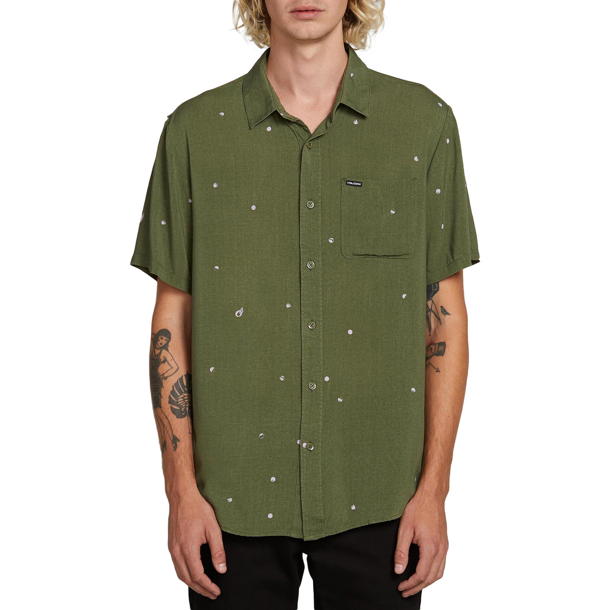 Volcom Hole Punch Short-Sleeve Shirt Squadron Green