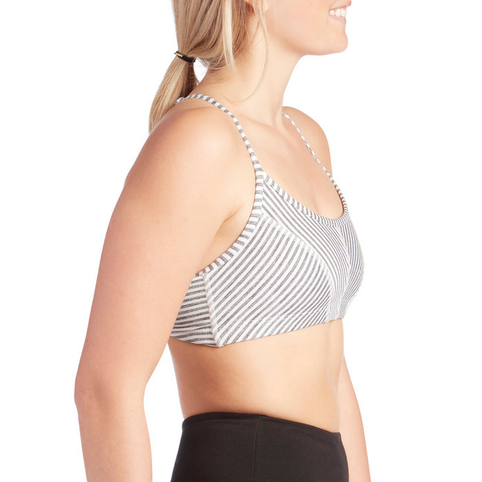 Beyond Yoga True To Stripe Bra - Women's White Heather Surf Stripe Side View