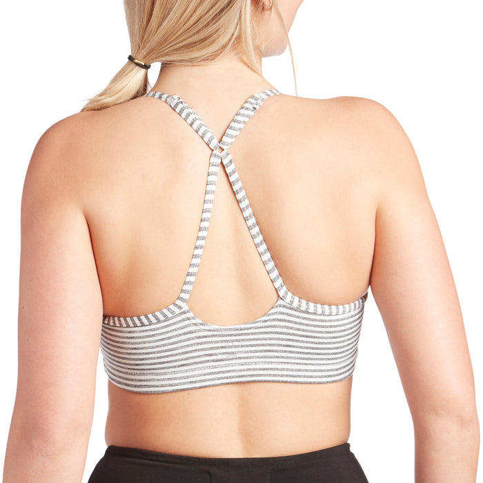 Beyond Yoga True To Stripe Bra - Women's White Heather Surf Stripe Back View