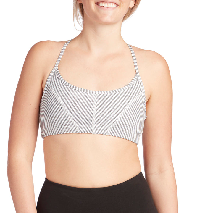 Beyond Yoga True To Stripe Bra - Women's White Heather Surf Stripe Front View