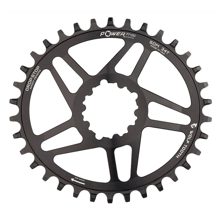 Wolf Tooth Components Powertrac Elliptical Drop Stop Chainring for SRAM Direct Mount Black